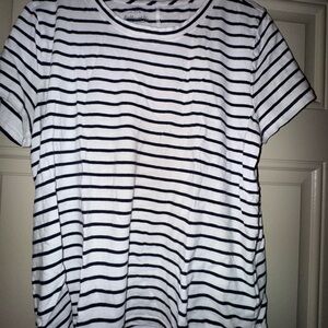 J. Crew Navy and White Striped Girlfriend Tee